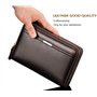 PPGE Hommes Portefeuille en Cuir Double Fermeture À Glissière Portefeuille Long Grande Capacité Embrayage Wallet Porte-Documents