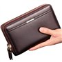 PPGE Hommes Portefeuille en Cuir Double Fermeture À Glissière Portefeuille Long Grande Capacité Embrayage Wallet Porte-Documents