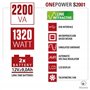 Atlantis A03-S2001 Alimentation sans Interruption (onduleur) à Onde Pseudo-sinusoïdale 2200VA 1320W,écran LCD,Port USB, 5 Prises