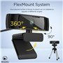 Atlantis Webcam 2K, 5 Mpixel 2560x1944/30fps et Full HD, autofocus, Double Microphone omnidirectionnel, Balance des Blancs, Angl