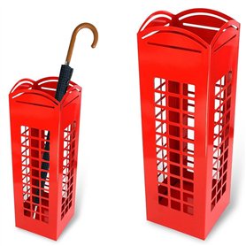 BAKAJI 2816638 Porte-parapluie carré en fer avec cabine téléphonique londonienne Rouge 49 x 15