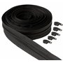 IPEA Fermeture éclair Noire Chaîne Continue de 5 Mètres + 15 Curseurs en Métal – Chaîne Mesure #5 – Made in Italy – Charnières e
