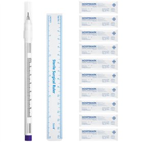 AIESI® Marqueur chirurgical de la peau stylo à pointe fine avec règle HOSPIMARK (Paquet de 10 pièces)