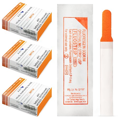 AIESI® Fluorescéine Sodique Bandelettes ophtalmiques stériles pour test de tonus œil HOSPIFLUO STRIPS (Paquet de 300 pièces)