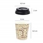 Lot de 100 verres en papier CL 10 (4 oz) décorés avec inscriptions marron pour café + 100 couvercles noirs avec bec