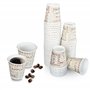 Lot de 100 verres en papier CL 10 (4 oz) décorés avec inscriptions marron pour café + 100 couvercles noirs avec bec