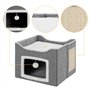 BAKAJI Niche à Chat Pliable avec entrée rectangulaire, abrite griffoir pour Animaux domestiques en Polyester rembourré, lit Gris