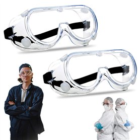 BullTek Lot de 2 lunettes de protection de travail - ventilées et anti-poussière avec verres transparents anti-rayures - Protect