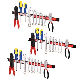 Bakaji Lot de 3 barres magnétiques aimantées murales pour outils de travail et couteaux