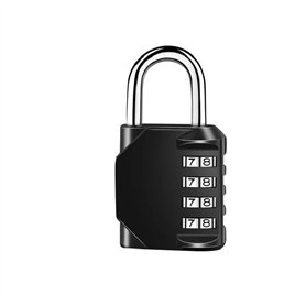 OUTLETISSIMO® Cadenas noir imperméable à combinaison 4 chiffres pour extérieur ou intérieur de salle de sport