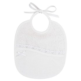 Filet - Bavoir Bébé à Broder | Pour Bébé de 0 à 6 mois | Fabriqué en Italie (Blanc)