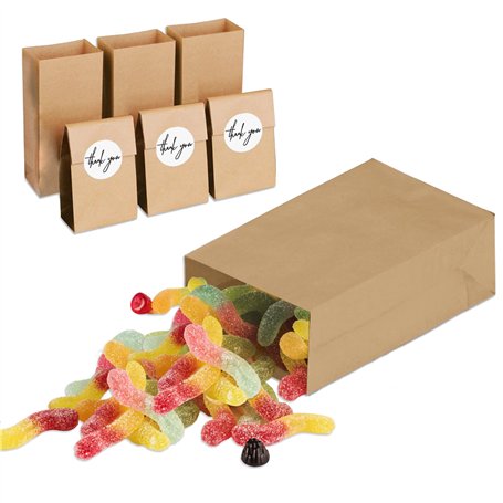 Decoraparty Lot de 6 sachets cadeaux pour bonbons + 6 autocollants Thank You autocollants