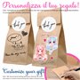 Decoraparty Lot de 6 sachets cadeaux pour bonbons + 6 autocollants Thank You autocollants, sachets marron personnalisables en pa
