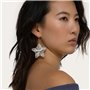 Vlnet Vestopazzo Boucles d'oreilles étoiles micro-plaquées argent Diamètre env. 5 cm Fermoir à crochet certifié nickel Fait main