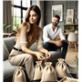 IPEA Petits Sacs en Jute Naturelle avec Cordon Blanc - Dimensions 15 x 10 cm - 20 Pièces - Aacs en Jute Véritable pour Bonbonniè