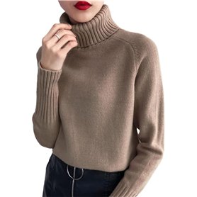 JJzex Pull en Cachemire pour Femme à col roulé et Manches Longues - Idéal pour l’Automne et l’Hiver