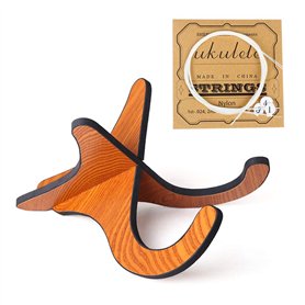 Homo Trends - Support universel pour ukulélé - Version améliorée - En bois - Amovible - Avec cordes pour ukulélé