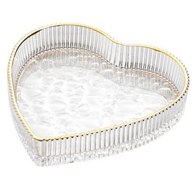 Plat à bijoux en verre en forme de cœur