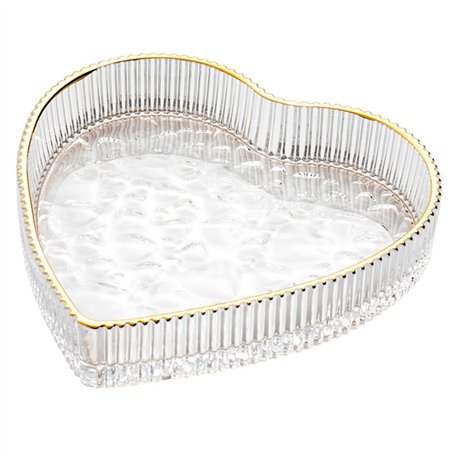 Plat à bijoux en verre en forme de cœur