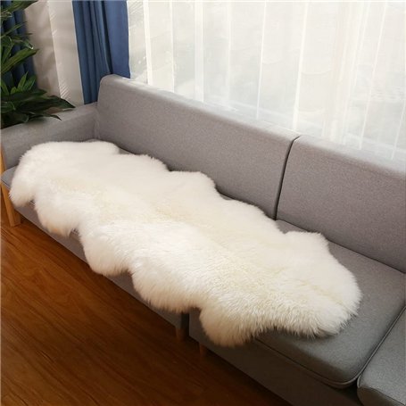 Altlue Tapis Peau Mouton Veritable Tapis Fourrure Naturel Peau De Bete (Blanc