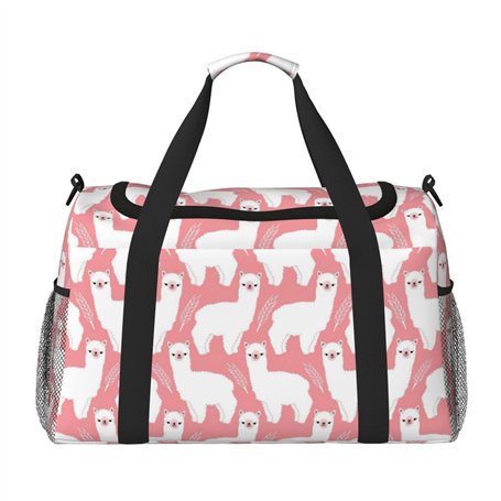 Grand sac de voyage en toile avec imprimé lama alpaga pour femme