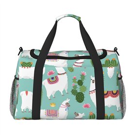 Sac fourre-tout de voyage en toile avec imprimé lama tropical