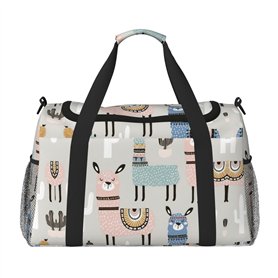 Llama Sac de voyage en toile avec imprimé cactus pour femme Noir Taille unique