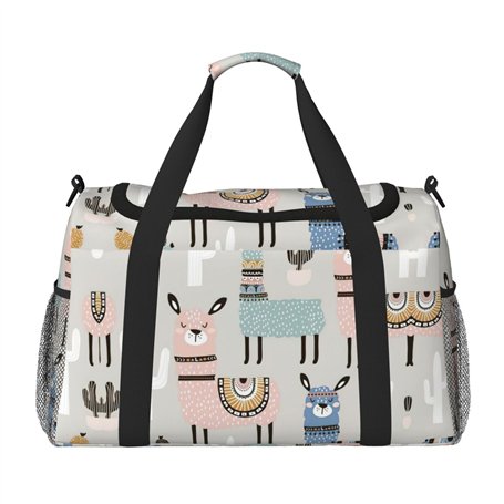 Llama Sac de voyage en toile avec imprimé cactus pour femme Noir Taille unique