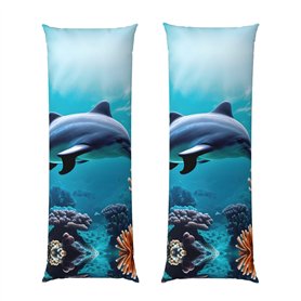Magnifique taie d'oreiller pour le corps avec motif de dauphins du monde sous-marin avec fermeture éclair