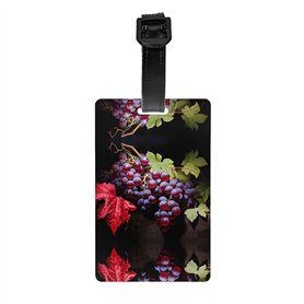 WZYWHJ Étiquette de bagage imprimée motif raisins tentants avec bracelet amovible – Crochet de voyage pour une identification pr