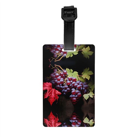 WZYWHJ Étiquette de bagage imprimée motif raisins tentants avec bracelet amovible – Crochet de voyage pour une identification pr