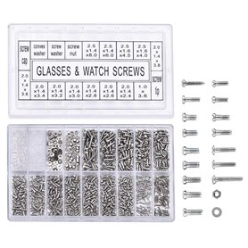 Malayas@ Kit de Réparation pour Montres Lunettes de Soleil Monocles Boîte à Outils 1000pcs Vis en Acier Inoxydable avec Tournevi