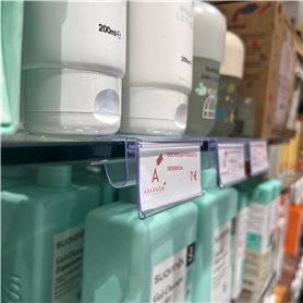 Lot de 50 porte-prix pour étagère en verre - Étiquettes de prix de 30 x 60 mm - Transparent - Porte-étiquettes pour panneaux de