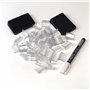 Lot de 40 tableaux synthétiques réutilisables + 40 bases de 25 mm + marqueur craie liquide, porte-prix, mini tableaux noirs pour