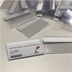 Abarnom Lot de 100 porte-étiquettes transparents auto-adhésifs de 39 mm de haut 70 mm de long. Porte-prix autocollants individue