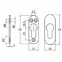 Amig - Bouclier de sécurité avec corps en acier pour serrures Mod. 35 | 70 x 25 mm | Pour portes métalliques | Avec garniture en