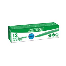 Alpino - Étui de 12 feutres Stand. Bleu clair | Marqueurs lavables pour enfants | Marqueurs brillants | Idéal pour l'école | Poi
