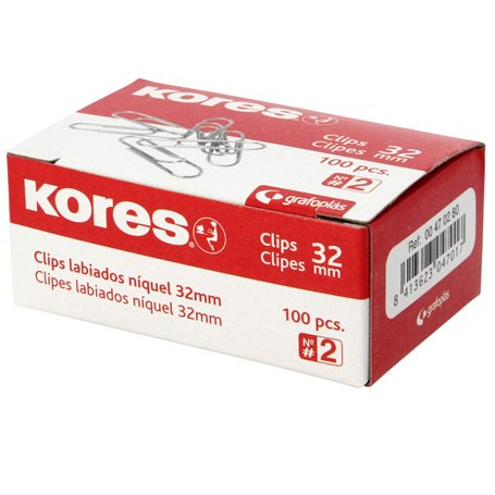 Kores 470280 Boîte de trombones nickelés