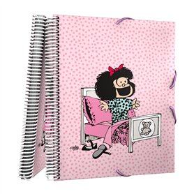 Grafoplás Classeur de 30 pochettes transparentes | A4 | Couverture souple | Spirale PVC | Mafalda Morning | Maxiplás | Polypropy