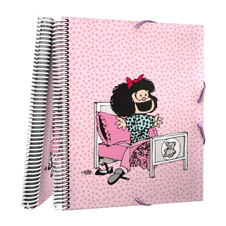 Grafoplás Classeur de 30 pochettes transparentes | A4 | Couverture souple | Spirale PVC | Mafalda Morning | Maxiplás | Polypropy