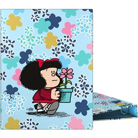 Grafoplás Classeur à anneaux A5 | Mafalda Lively | 4 anneaux ronds 20 mm | Plastifié doux | Couverture rigide | Certifié FSC | P