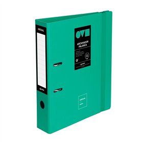 Grafoplas Classeur 2 anneaux A4 avec levier 65 mm Turquoise Polyfoam Ouverture 360° Résistant et ultra léger Fermeture élastique