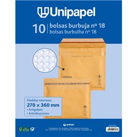 Unipapel Lot de 10 enveloppes rembourrées en kraft avec papier bulle intérieur