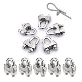 10 pcs Serre-câbles M6 en Acier inoxydable Selle de pince de serrage pour câble câble métallique Clips pour 6 mm Fil corde câble