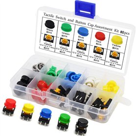 RUNCCI-YUN 80 pcs 12 x 12 x 7.3 mm momentané Tact tactile Push Button Switch Interrupteur tactile Micro Switch 4 broches SMD PCB