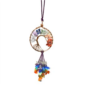Guérison Cristal décor Arbre de Vie Voiture Suspendus Accessoires 7 Chakras Pierres méditation Ornements décoration Murale Bonne