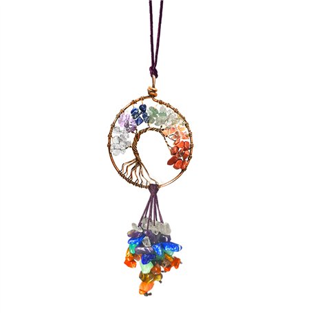 Guérison Cristal décor Arbre de Vie Voiture Suspendus Accessoires 7 Chakras Pierres méditation Ornements décoration Murale Bonne
