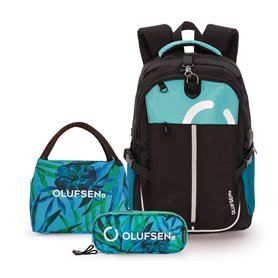 OLUFSENKids - PACK Sac à Dos Enfant BONN + Trousse à Crayons et Stylos KYNÄ + Sac Isotherme Lunch et Snack LUNSJ - Tissu ultra r