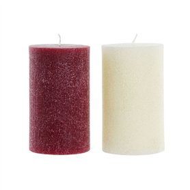 Bougie DKD Home Decor Blanc Rouge Noël 9 x 9 x 15 cm (2 Unités)