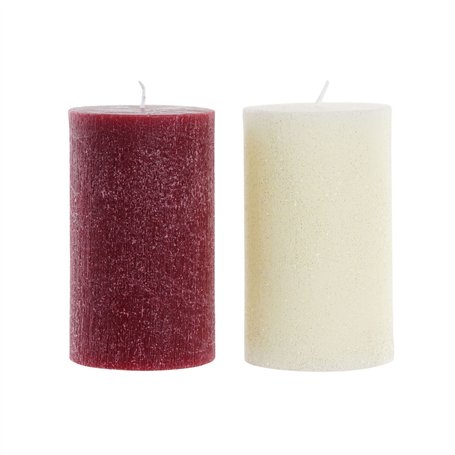 Bougie DKD Home Decor Blanc Rouge Noël 9 x 9 x 15 cm (2 Unités)